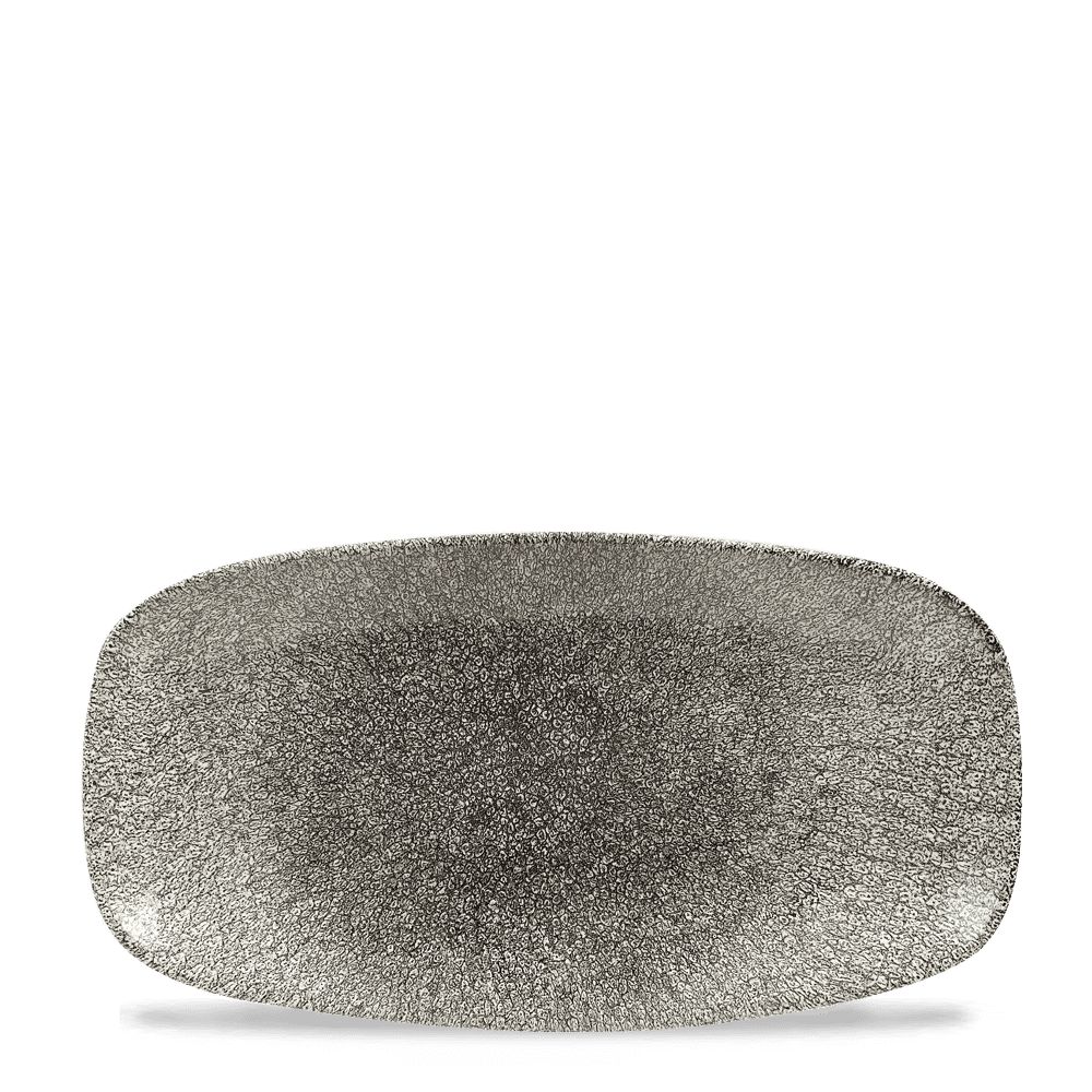 Churchill Raku Quartz Black Chefs' Oblong Plate No.3 29.8x15.3cm (6)