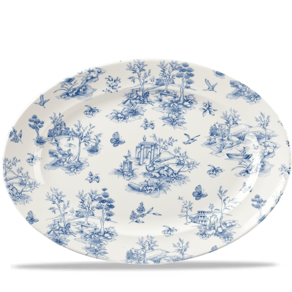 Churchill Toile Prague Oval Rimmed Dish 36.5x29.3cm (6)