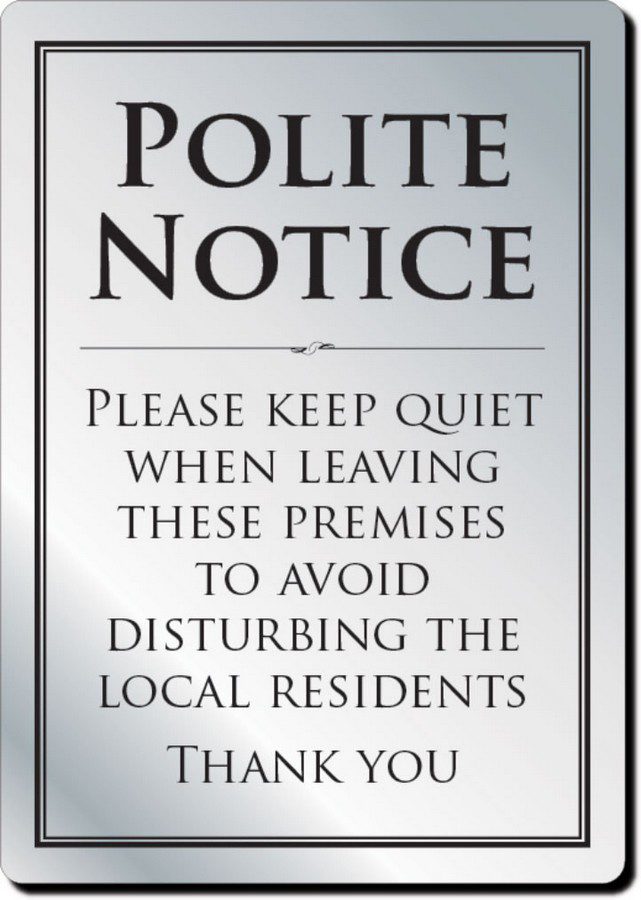 Metropolitan Barware Polite Notice Bar Sign - Aluminium 29.7x21cm